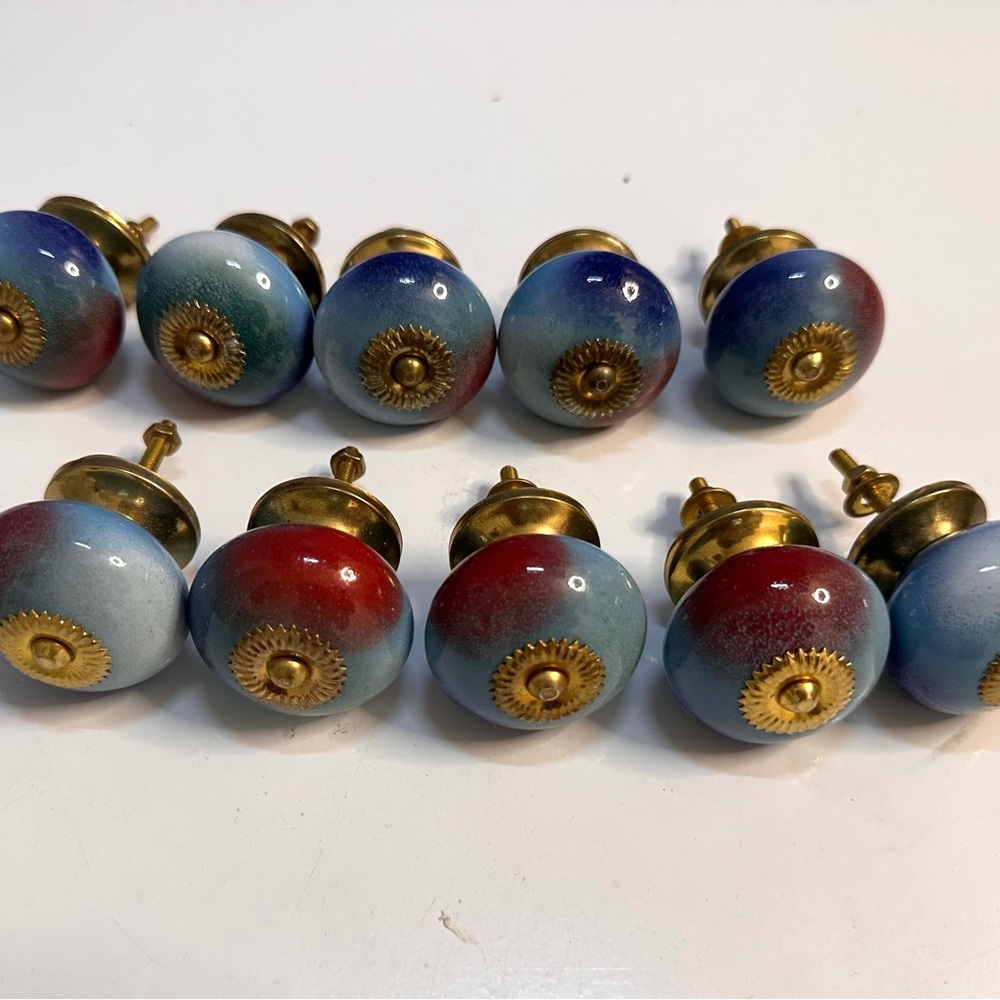 10 piece Multicolor Ceramic Knob with bronze Accent